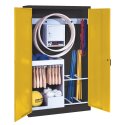 C+P Sportmateriaalkast (HxBxD 195x120x50 cm, met massief plaatstalen-vleugeldeuren Type 1) Fel geel (RDS 080 80 60), Antraciet (RAL 7021), Uniforme vergrendeling, Ergo-Lock handgreep