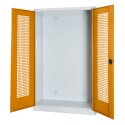 C+P Modulaire sportmateriaalkast (HxBxD195x120x50 cm, met geperforeerde plaatstaal vleugeldeuren) Geel-oranje (RAL 2000), Lichtgrijs (RAL 7035), Uniforme vergrendeling, Ergo-Lock handgreep
