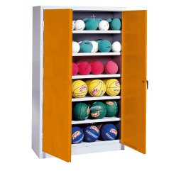 C+P Ballenkast (HxBxD195x120x40 cm, met geperforeerde plaatstaal vleugeldeuren, type 3) Lichtgrijs (RAL 7035), Lichtgrijs (RAL 7035), Afzonderlijk slot per kast