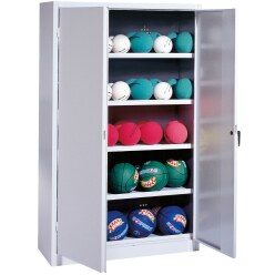 Ballenkast, hxbxd 195x150x50 cm, met vleugeldeuren van massief plaatstaal (type 3) Lichtgrijs (RAL 7035), Lichtgrijs (RAL 7035)