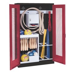 C+P Sportmateriaalkast (HxBxD195x120x50 cm, met geperforeerde plaatstaal vleugeldeuren, type 1)