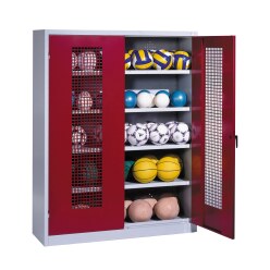 C+P Ballenkast (HxBxD195x150x50 cm, met geperforeerde plaatstaal vleugeldeuren, type 3)