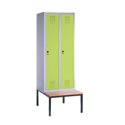 C+P Garderobekast/locker "S 3000 Evolo", vakbreedte 30 cm, met zitbank