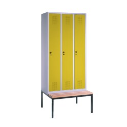 C+P Garderobekast/locker "S 3000 Evolo", vakbreedte 40 cm, met zitbank
