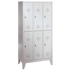 Dubbele garderobekast "S 2000 Classic" met 150 mm hoge poten Lichtgrijs (RAL 7035), 185x81x50 cm/ 4 vakken
