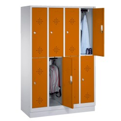 Dubbele garderobekast "S 2000 Classic" met 150 mm hoge poten Geel-oranje (RAL 2000), 180x159x50 cm/ 8 vakken