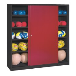 C+P Ballenkast (HxBxD195x190x60 cm, met geperforeerde plaatstaal vleugeldeuren, type 4)
